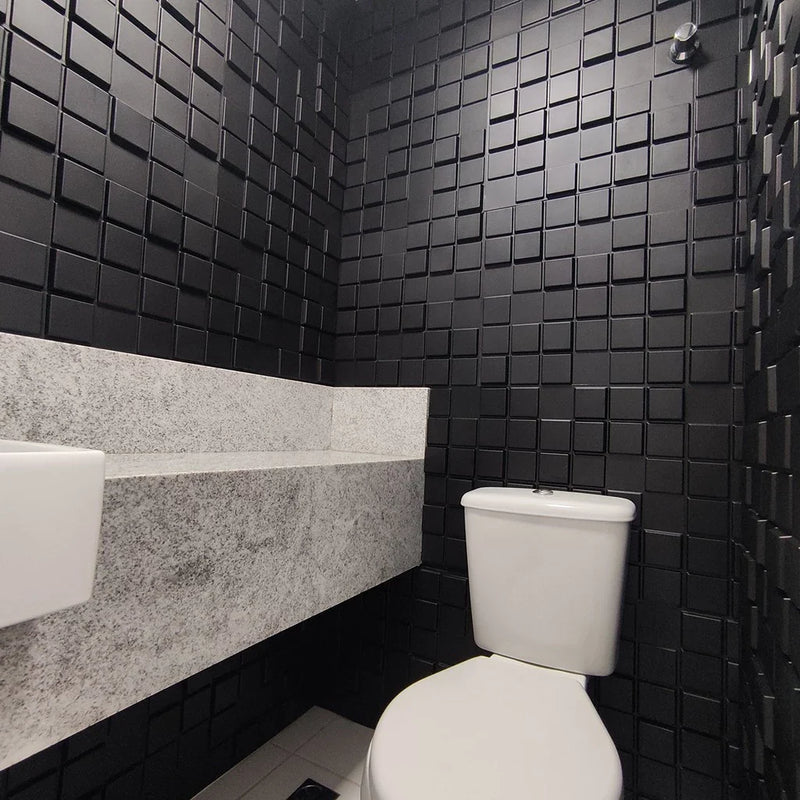 10 Placas 3D Black Decorativas para Paredes e Tetos