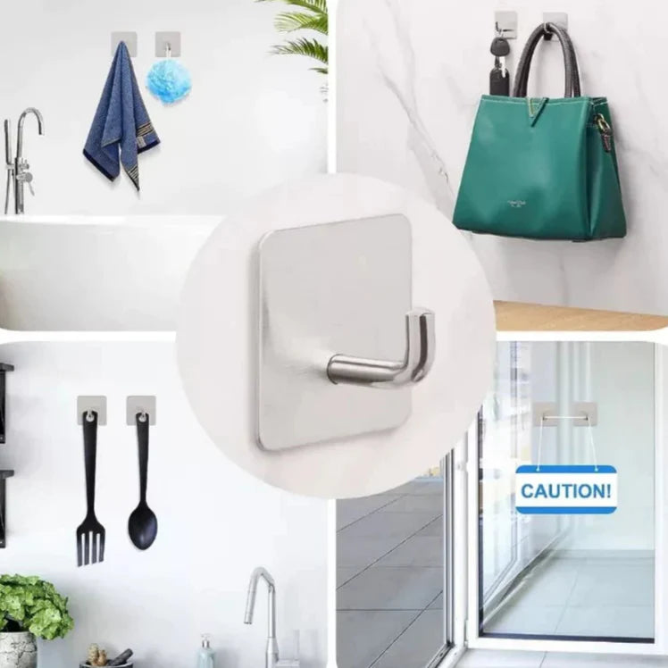 Kit 8 Ganchos Adesivos Inox