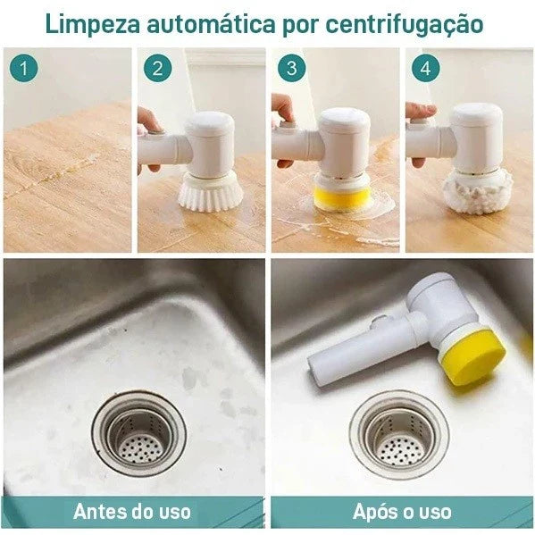 Escova Elétrica de Limpeza 3 em 1 Sem Fio